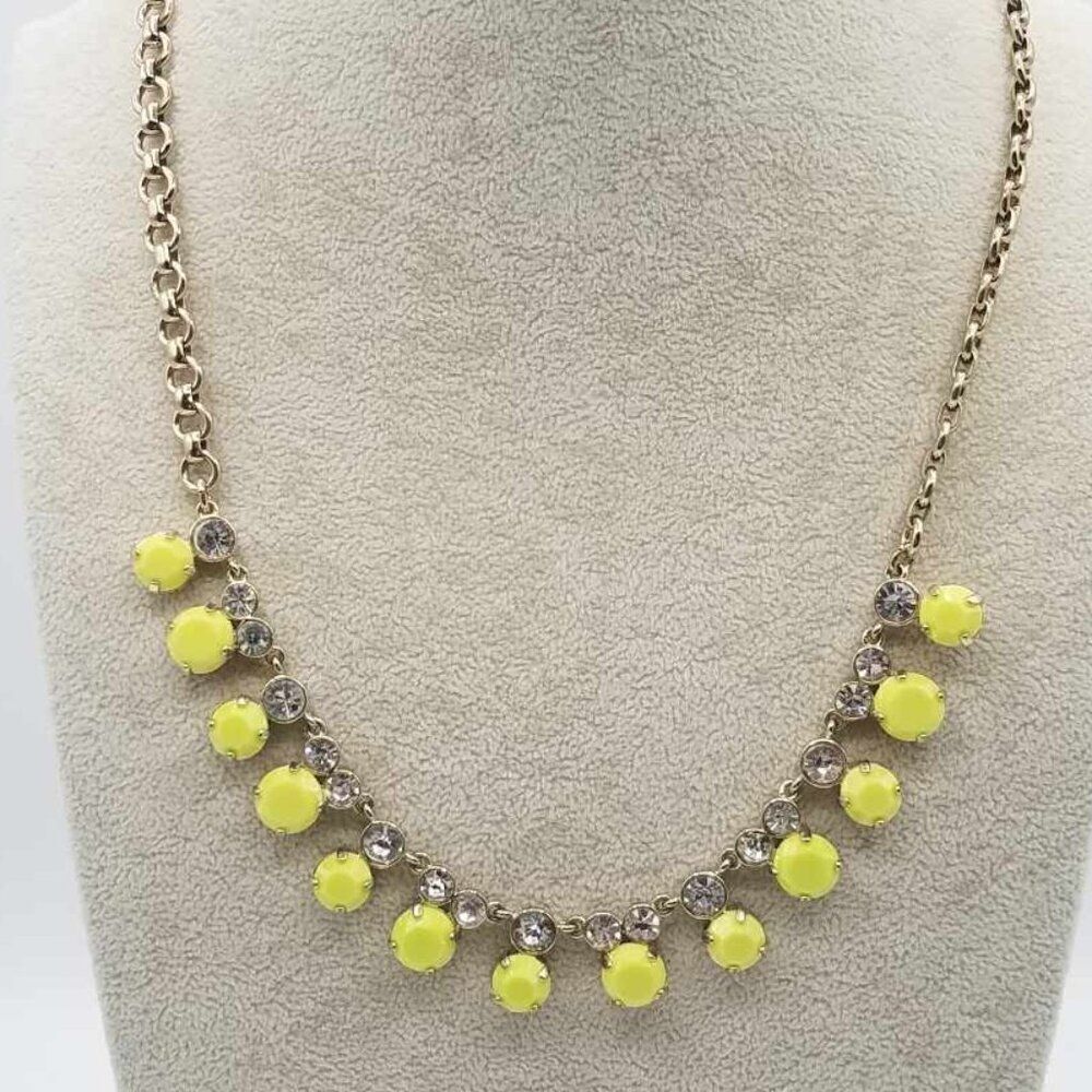 NWT J Crew Yellow and Clear Brulee Crystal Necklace